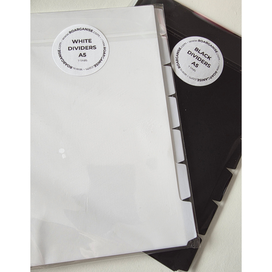 Black and White pre hole punched dividers with 7 tabs