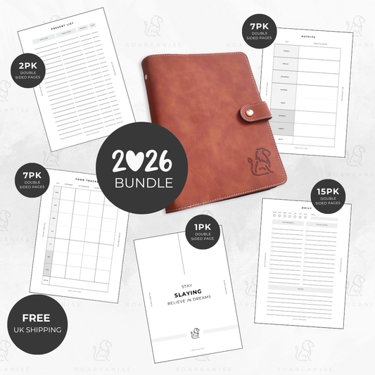 Tan Brown: Classic Tan Brown 2026 Planner Bundle. A professional A5 diary system with dated weekly and monthly inserts.