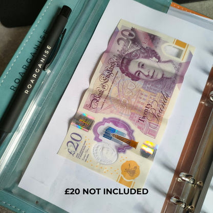 Money wallet insert for A5 organiser, cash and receipt holder, ADHD and autism, UK Roarganise