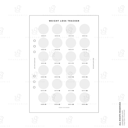 Weight loss tracker insert for ADHD and autism, visual progress chart, UK Roarganise