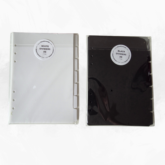 Black and white dividers for A5 Roarganiser side by side comparision photo