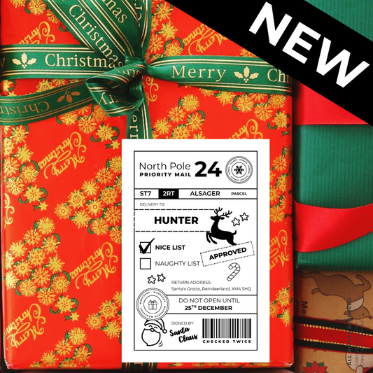 Personalised Christmas labels for neurodivergent adults, gift organisation, UK Roarganise Perfect Christmas Present
