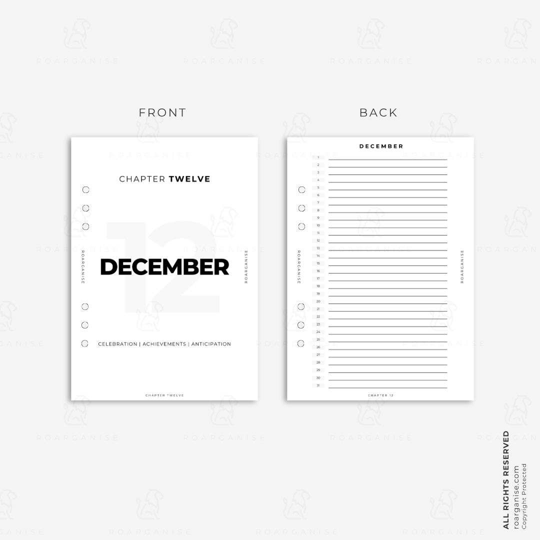 monthly dated lists, January to June planner inserts, monthly appointment tracker, A5 undated planner, daily list inserts, ADHD organisation tools, autism planning tools, minimalist stationery, Roarganise planner, reusable planner inserts