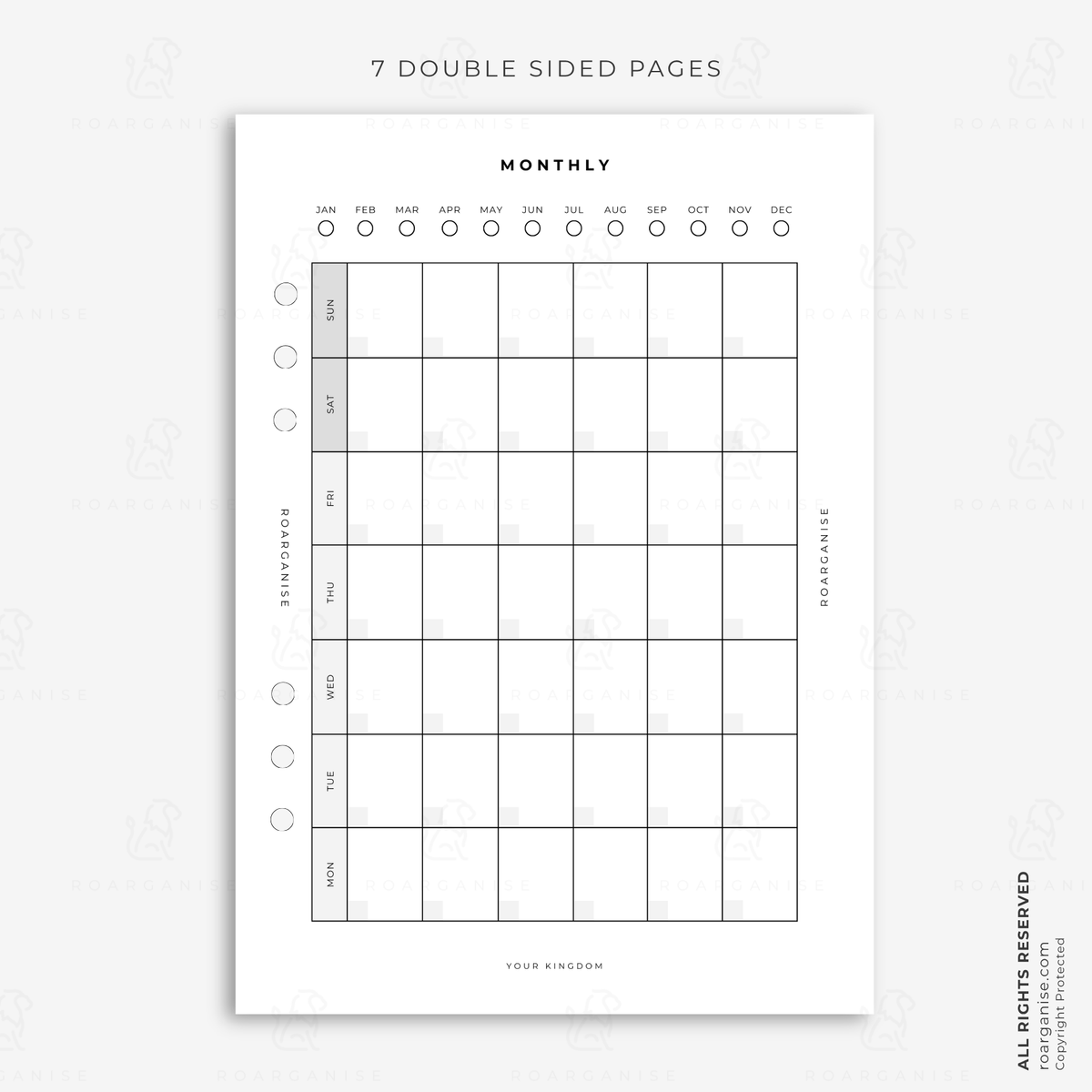 A5 monthly planner insert for organising appointments, tasks, goals and important dates, designed for an ADHD planner, autism planner, modular planner and everyday organisation