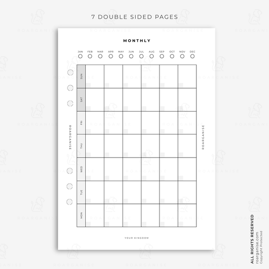 A5 monthly planner insert for organising appointments, tasks, goals and important dates, designed for an ADHD planner, autism planner, modular planner and everyday organisation
