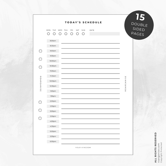 Today’s schedule insert, time management for ADHD and autism, UK Roarganise