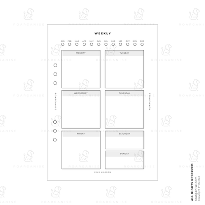 Weekly planner insert, ADHD and autism-friendly, routine support, UK Roarganise
