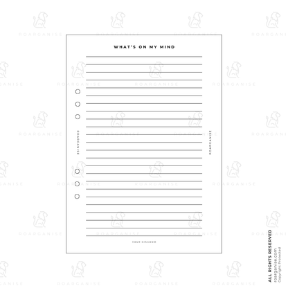 Brain dump insert for ADHD and autism, reduce mental clutter, UK Roarganise