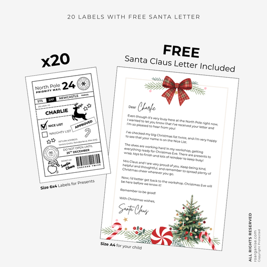 Personalised christmas labels with free santa letter roarganise
