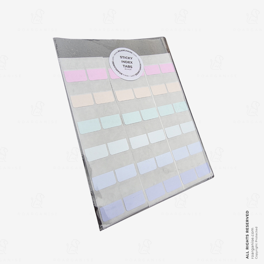 Roarganise 36-pack pastel sticky index tabs for marking planner pages, organising sections and highlighting important notes.