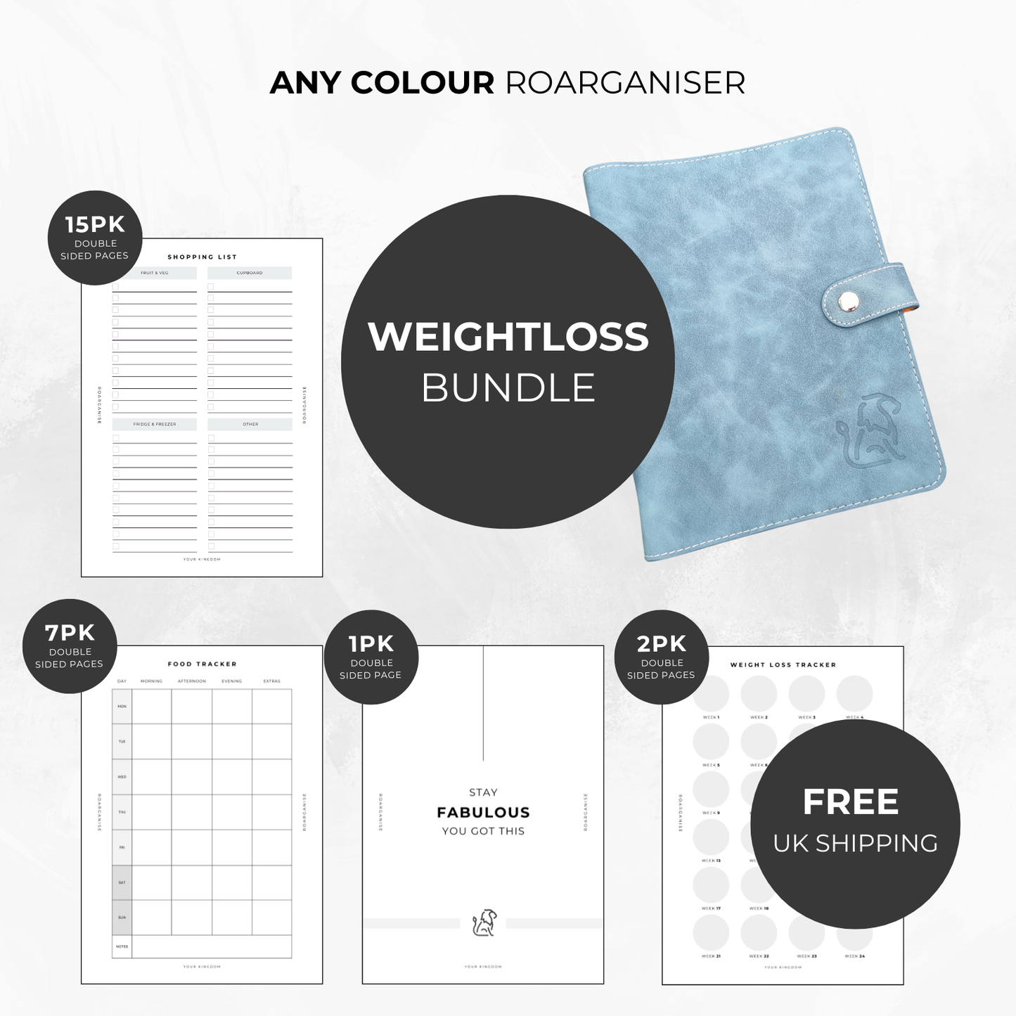weightloss planner for autism and adhd denim blue