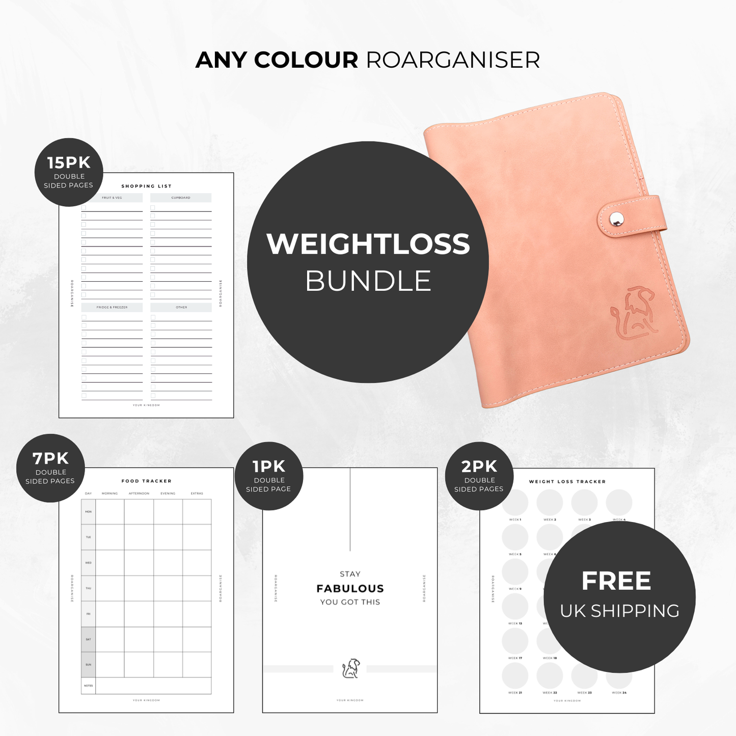 weightloss planner for autism and adhd pink